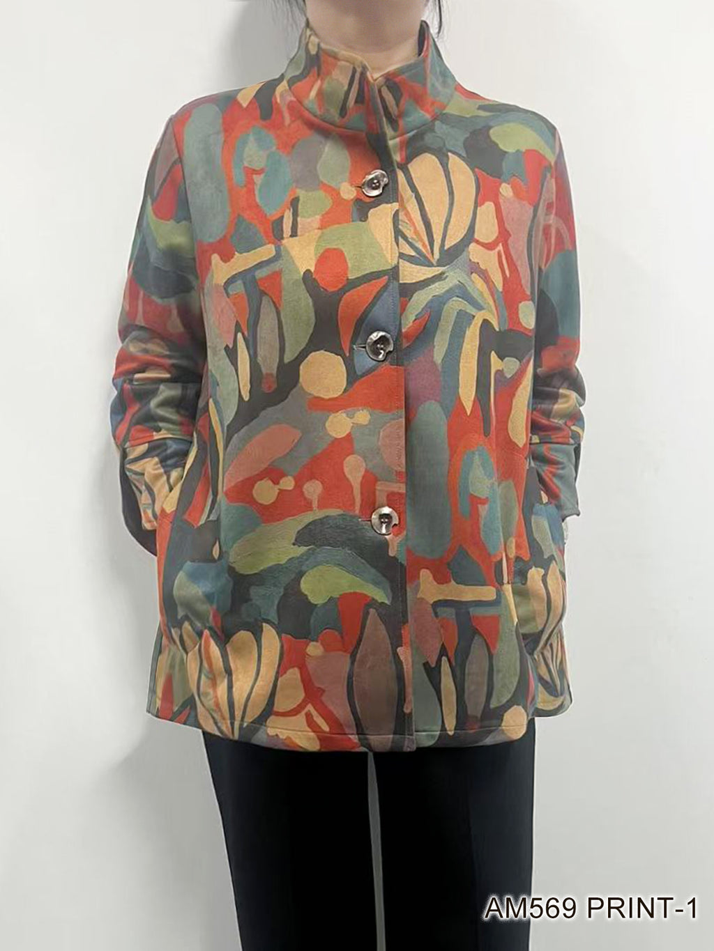 Fauz Suede Printed Jacket by Creation