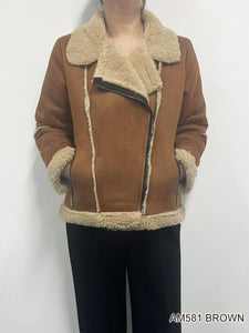 Faux Fur Lined Vegan Leather Zip Jacket by Creation