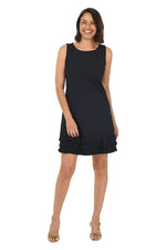 Lulu B UPF 50+ Sleeveless Ruffle Trim Dress - Black
