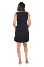 Lulu B UPF 50+ Sleeveless Ruffle Trim Dress - Black