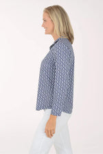 Lulu B UPF 50+ Mock Neck Quarter Zip - Navy Rope Print