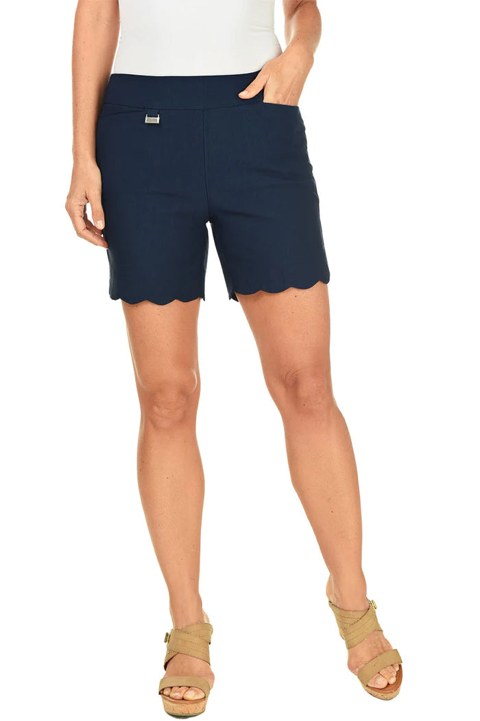 Lulu B Bengaline Scallop Short - Navy