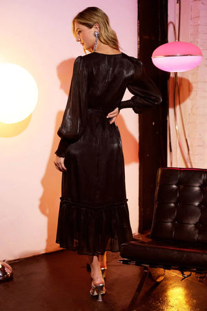 Blu Pepper Long Sleeve Midi Dress with Belt