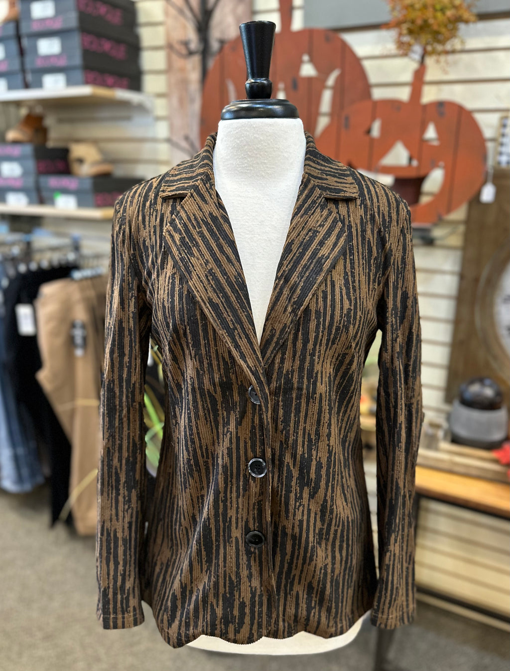 Ethyl Corduroy Zebra Striped Blazer