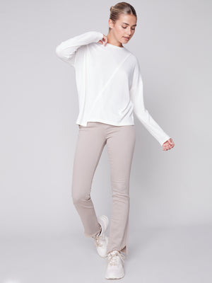 Charlie B Asymmetrical Knit Long Sleeve - Cream