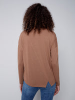 Charlie B Asymmetrical Knit Long Sleeve - Truffle