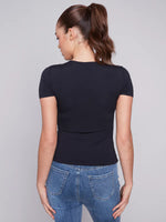 Charlie B Double Lined Ribbed Short Sleeve Top