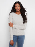 Charlie B Brushed Ribbed Crew Neck Top - Heather Grey