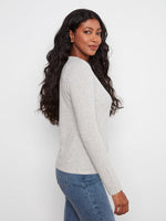 Charlie B Brushed Ribbed Crew Neck Top - Heather Grey