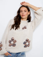 Charlie B High Neck Knit Sweater with Heart Placement - Lake Tahoe