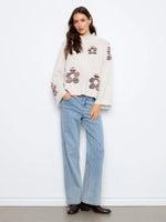 Charlie B High Neck Knit Sweater with Heart Placement - Lake Tahoe