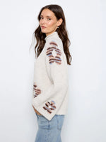 Charlie B High Neck Knit Sweater with Heart Placement - Lake Tahoe