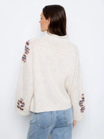 Charlie B High Neck Knit Sweater with Heart Placement - Lake Tahoe