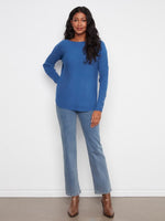 Charlie B Knit Sweater with Lace-Up Cuffs - Cobalt