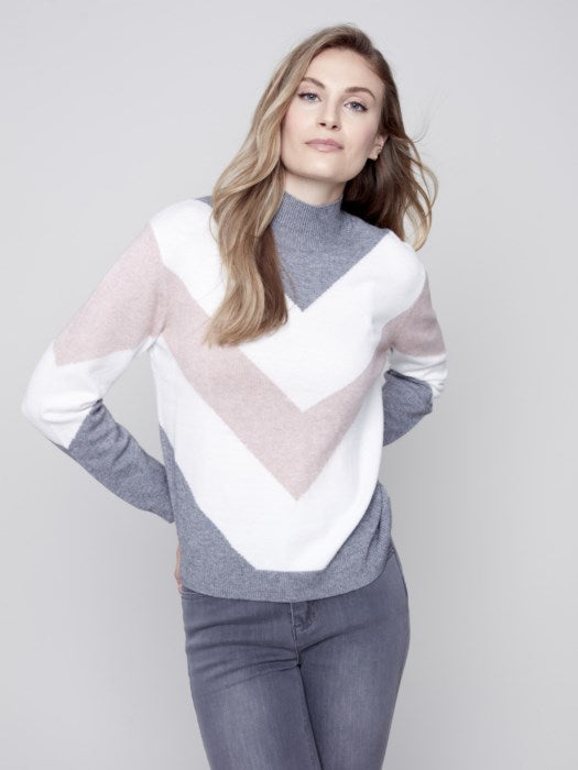 Charlie B Sweater with Chevron Stripes