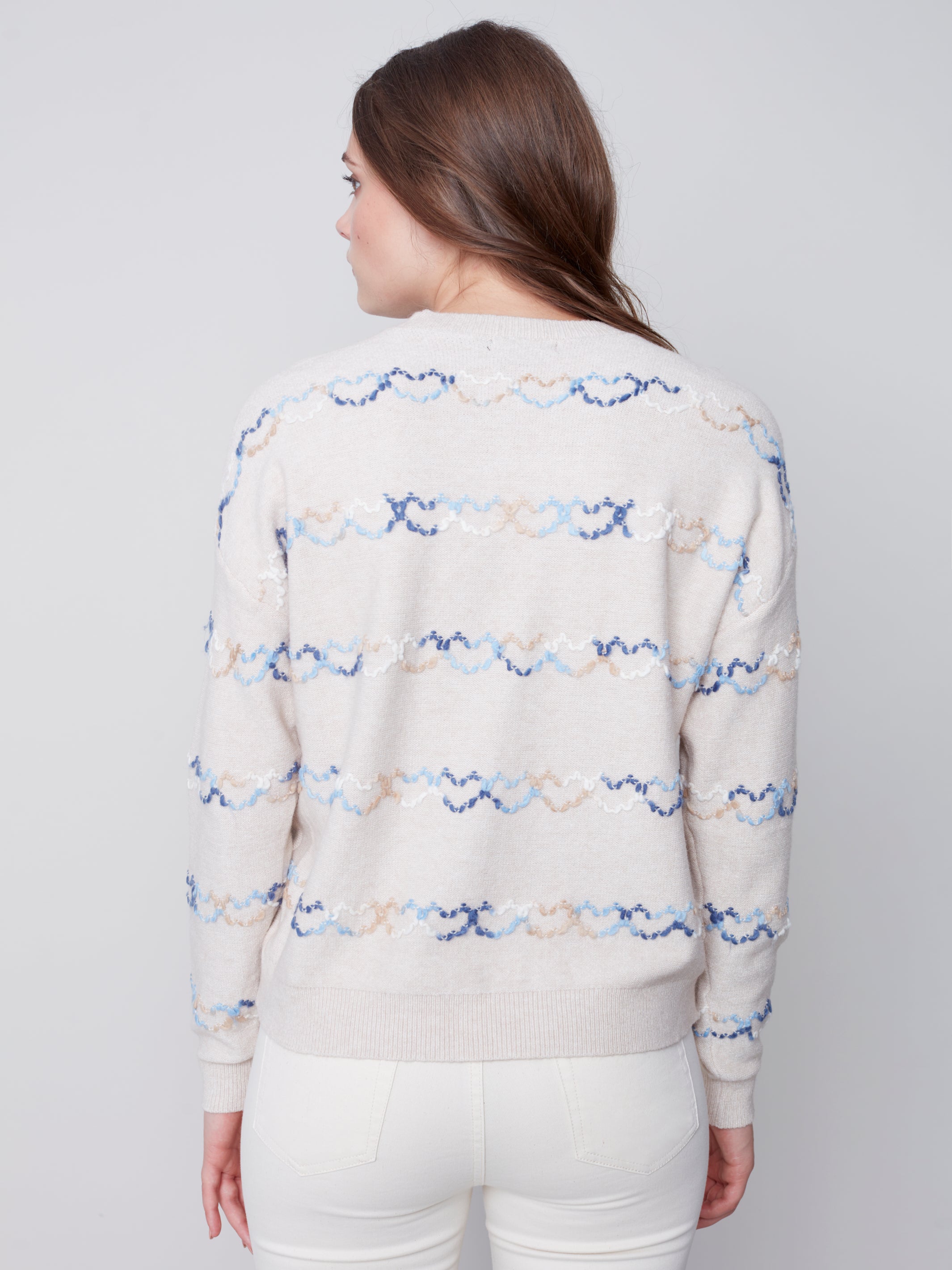 Charlie B Embroirded Heart Sweater - Almond