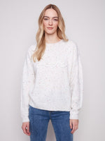 Charlie B Flecked Yarn Sweater with Braided LOVE