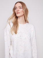 Charlie B Flecked Yarn Sweater with Braided LOVE