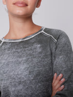 Charlie B Raglan Sleeve Washed Out Sweater - Spruce
