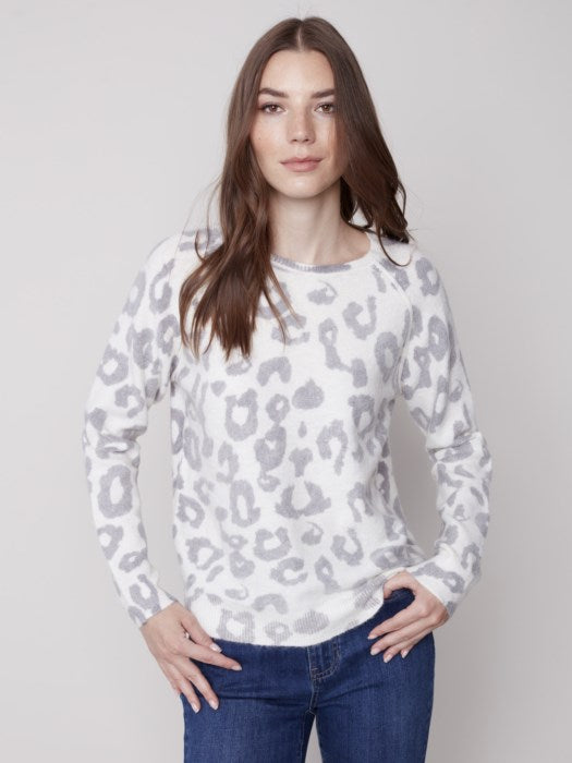 Charlie B Reverse Print Raglan Sleeve Sweater