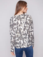 Charlie B Reversible Printed Crew Neck Sweater - Spruce Smudge