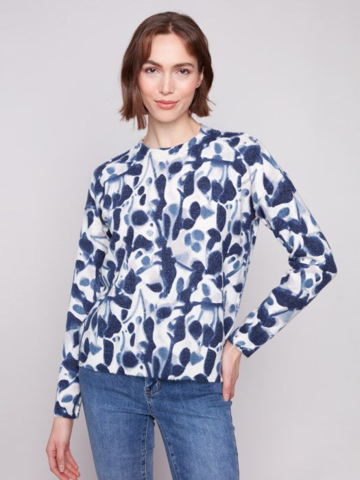 Charlie B Reversible Printed Crew Neck Sweater - Smudge