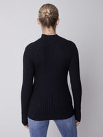 Charlie B Mock Neck Ribbed Sweater - Black