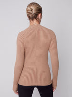 Charlie B Mock Neck Ribbed Sweater - Truffle