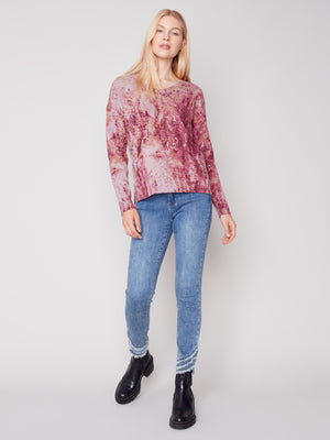 Charlie B Plushy V-Neck Sweater with Drop Sleeve