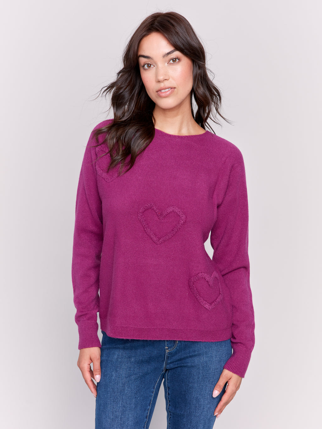 Charlie B Knit Sweaters with Embroidered Hearts