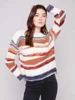 Charlie B Patchwork Knit Drop Shoulder Sweater - Sepia