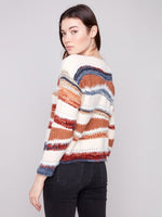 Charlie B Patchwork Knit Drop Shoulder Sweater - Sepia