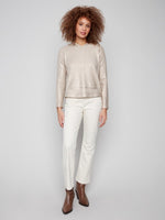 Charlie B Metallic Knit Hooded Sweatshirt