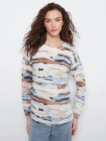 Charlie B Reversible Drop Shoulder Printed Crew Neck Sweater - Stream