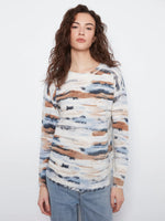 Charlie B Reversible Drop Shoulder Printed Crew Neck Sweater - Stream