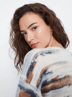 Charlie B Reversible Drop Shoulder Printed Crew Neck Sweater - Stream