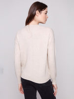 Charlie B Crew Neck Sweater with Tonal Embroidery - Oat