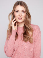 Charlie B Crew Neck Sweater with Tonal Embroidery - Primrose