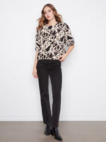 Charlie B Balloon Elbow Sleeve Knit Sweater - Cow Spots