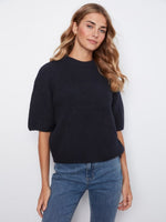 Charlie B Balloon Elbow Sleeve Knit Sweater - Marine Navy