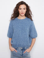 Charlie B Balloon Elbow Sleeve Knit Sweater - Heather Denim
