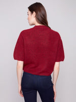 Charlie B Hairy Knit Elbow Sleeve Sweater - Cabernet