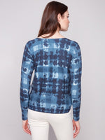 Charlie B Printed Boat Neck Sweater with Side Buttons