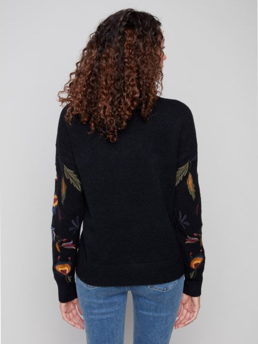 Charlie B Embroidered Mock Neck Sweater
