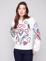 Charlie B Embroidered Crew Neck Sweater