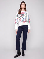 Charlie B Embroidered Crew Neck Sweater