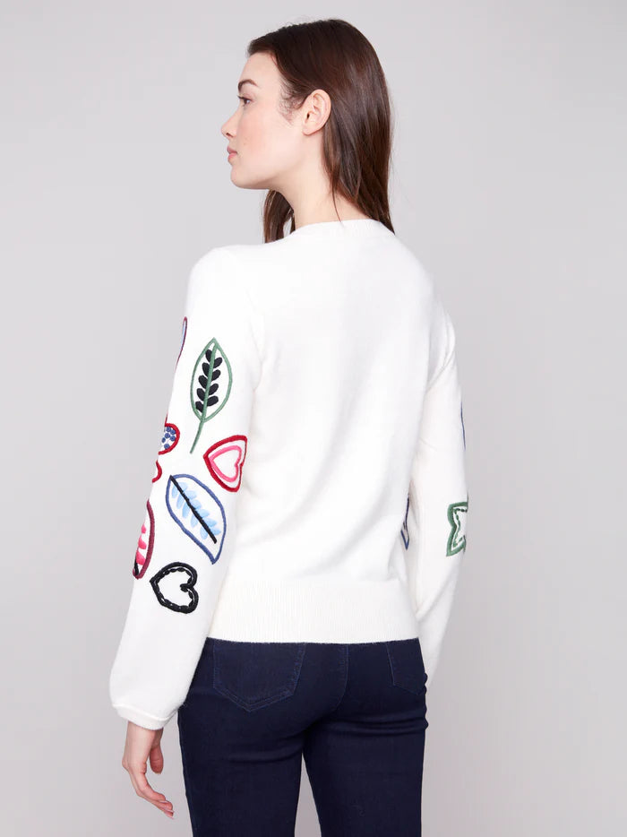 Charlie B Embroidered Crew Neck Sweater