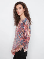Charlie B Reversible Floral V-Neck Sweater - Passion