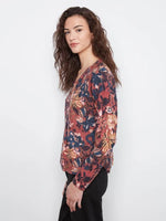 Charlie B Reversible Floral V-Neck Sweater - Passion