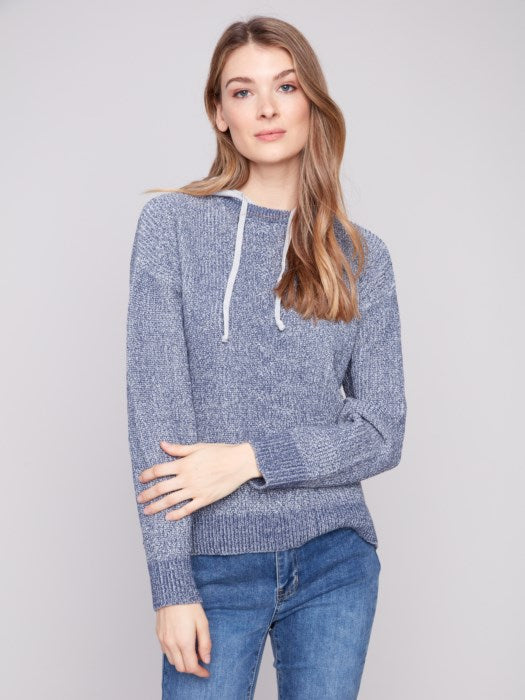 Charlie B Hoodie Sweater with Front Cable Detail